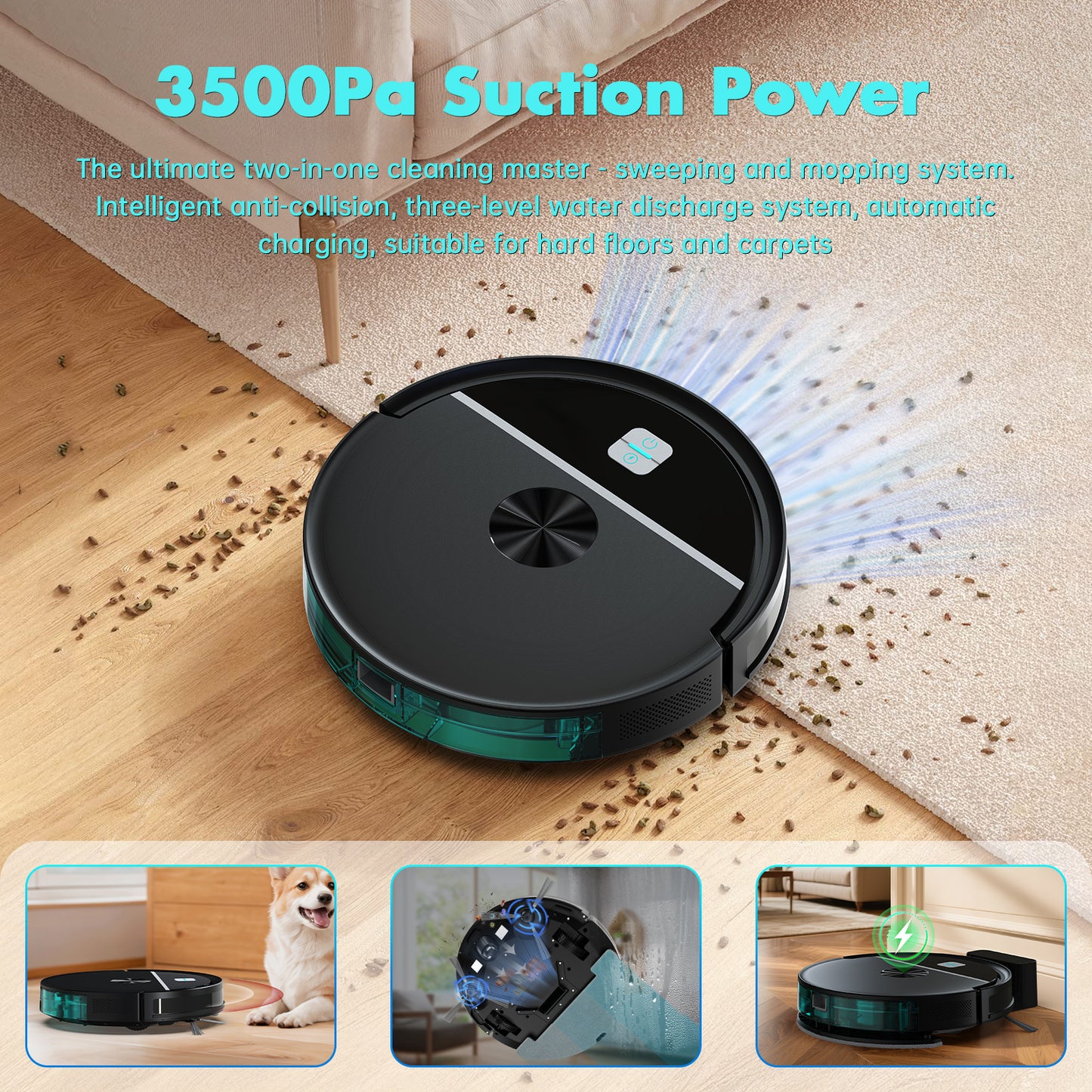 Vacuum Cleaner 2 Robot Vacuum and Mop Combo Robotic Vacuum Cleaner With WiFi Multifunctional 2 in 1 Self-Charging